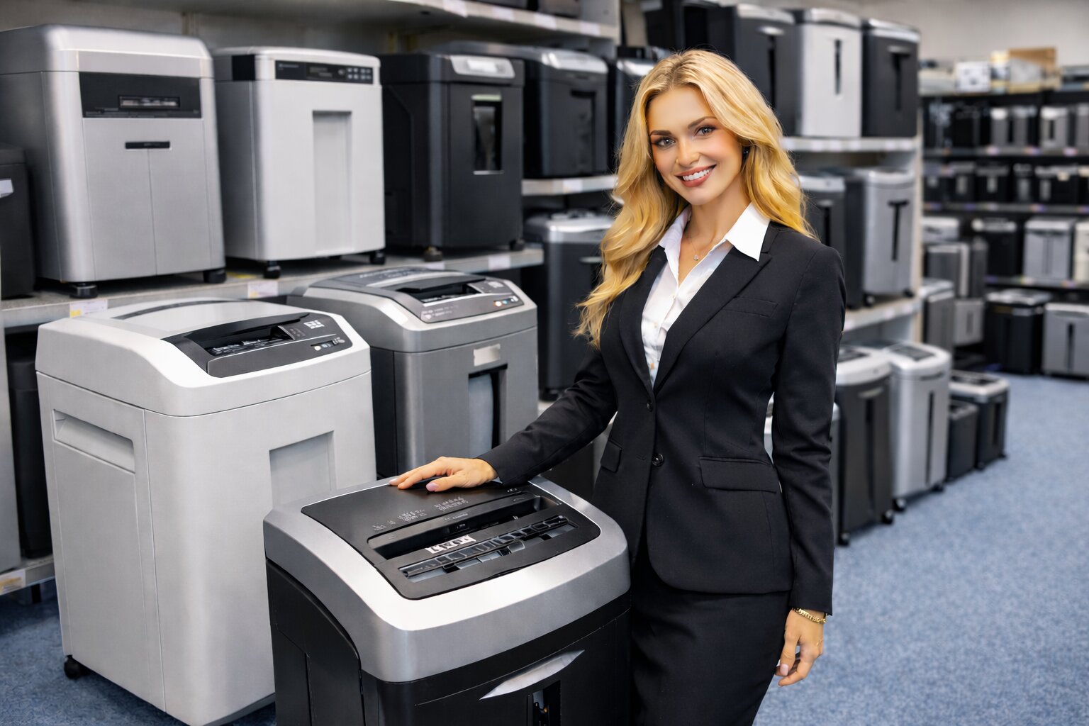 Variety of paper shredders on display
